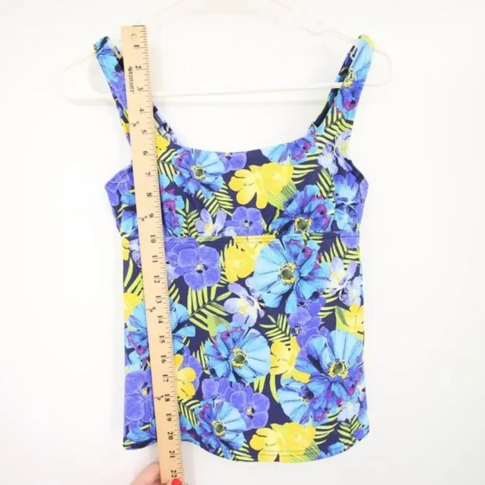 NWOT Lands End Swim Tankini Top Purple Yellow Floral Tropical Size 2P - Picture 4 of 9
